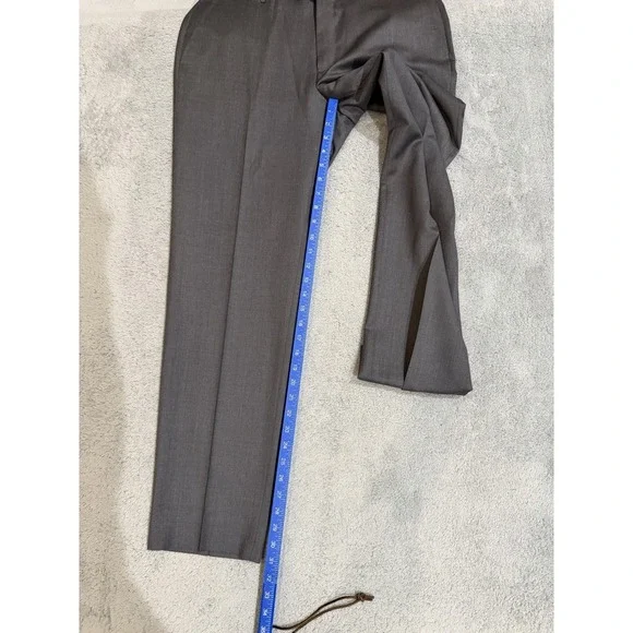 ERMENEGILDO ZEGNA Micronsphere Trousers 34x31 Gray Flat Front Dress Pants